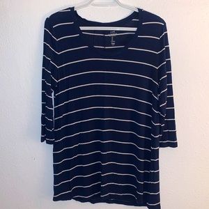 GAP Navy Striped Flowy Top 3/4 Sleeve (S)